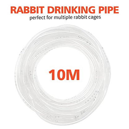 20pcs Rabbit Drinking Automatic Fountain Watering System Kit | 10m Length 8MM Transparent Hose, Water Nipples Drinker, Feeders Spring Latches - color: Red