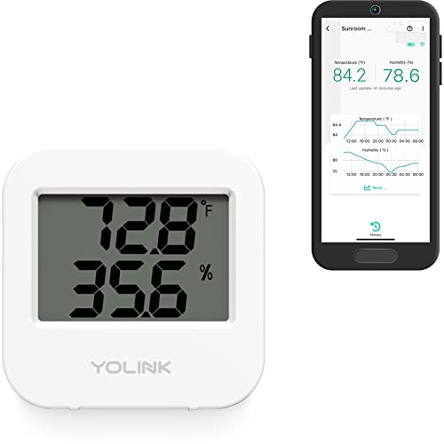 YoLink Smart Wireless Temperature & Humidity Sensor, Wide Temp Range for Fridge, Green House, Pet Cage, App Alerts, Emails, Text/SMS alerts- Hub Required - style: 1-Pack without Hub