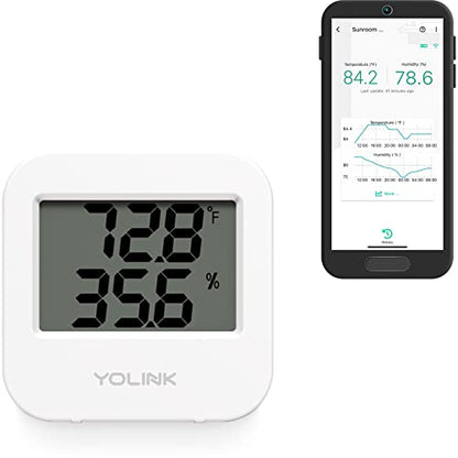 YoLink Smart Wireless Temperature & Humidity Sensor, Wide Temp Range for Fridge, Green House, Pet Cage, App Alerts, Emails, Text/SMS alerts- Hub Required - style: 1-Pack without Hub