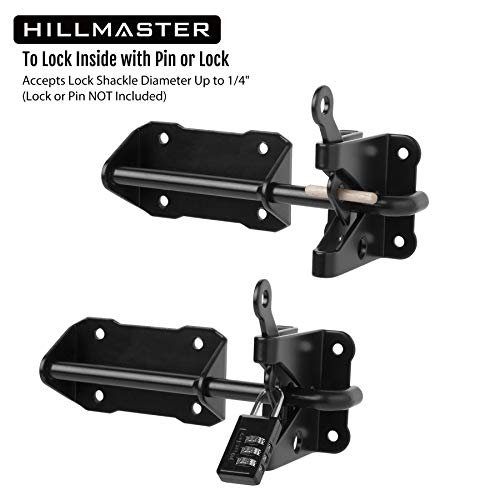 HILLMASTER Heavy Duty Automatic Gate Latch for Wooden Fences with Pull String, 7.5" Self-Locking Gravity Gate Door Latches with Handle for Outdoor Garden, Pool, Metal Gates, Vinyl Fence, Black Finish