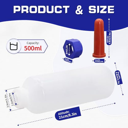 2PCS 500ml Calf Nursing Feeder Bottles with Rubber Nipple Milk Feeder,Farm Goat Calf Sheep Milk Feeder Livestock Tools