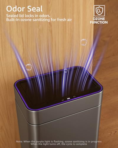 zyz Kitchen Trash Can 13 Gallon / 50L, Automatic Touchless Sensor Garbage Can with Butterfly Lid and Legs, USB 2400mAh Battery, Stainless Steel Soft-Close Trash Bin for Home (20 Count Trash Bags) - color: 20 Count Trash Bags