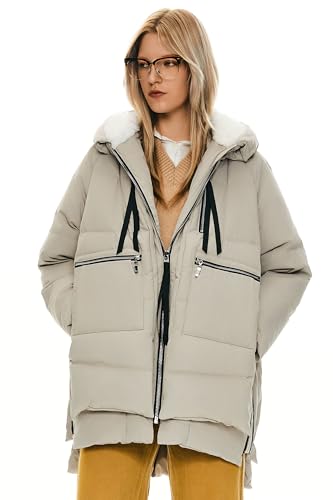 Orolay Women's Thickened Down Jacket - color: Beige, size: 5X-Large