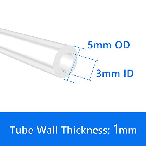 Quickun Pure Silicone Tubing, 3mm ID x 5mm OD High Temp Food Grade Tube Pure Silicone Hose Tube for Home Brewing, Beer Line, Kegerator, Wine Making, Aquaponics, Air Hose by Proper Pour (16.4 Ft) - size: 3mmx5mm, style: 16.4Ft (5meters)