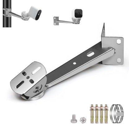 ZT-NET Security Camera Corner Pole Mounting Bracket Stainless Steel | Mount with Extension Arm for Surveillance Systems Compatible with CCTV IP Cameras Indoor and Outdoor (Not Included Camera)