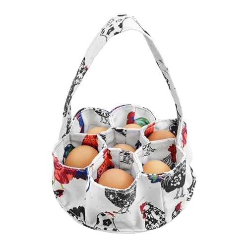 Egg Basket for Collecting Fresh Eggs, 7-Pouch Canvas Holder with Padded Bottom, Portable Egg Collector for Ducks, Chickens, and Geese | Backyard Poultry Owners Essential