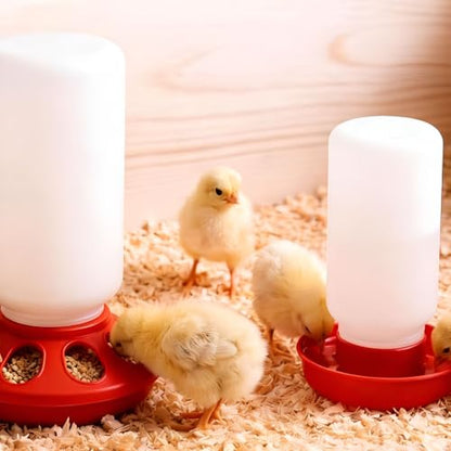 2026 New Baby Chick Feeder and Waterer Set,1 Quart Poultry Starter Kit,8-Hole Chick Feeder with Gravity Waterer for Chicks,Ducklings,and Small Poultry Brooder Supplies