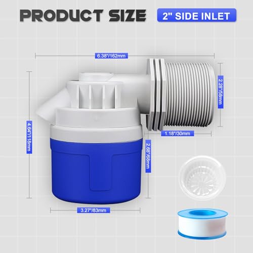 2" Side Inlet Water Float Valve, 2 Inch Big Flow Automatic Water Level Control Float Valve for Water Tank, Water Troughs, Pond, Pool, Livestock, Aquariums (2" Side Inlet) - color: 2" Side Inlet
