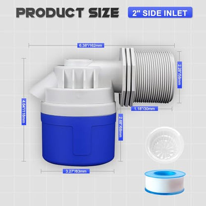 2" Side Inlet Water Float Valve, 2 Inch Big Flow Automatic Water Level Control Float Valve for Water Tank, Water Troughs, Pond, Pool, Livestock, Aquariums (2" Side Inlet) - color: 2" Side Inlet