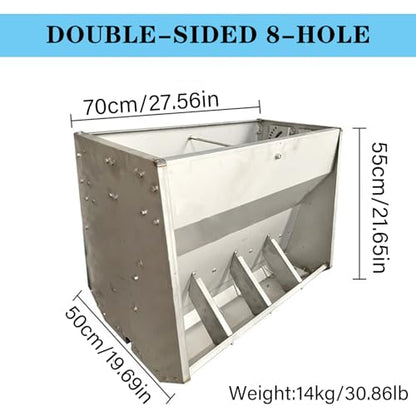 23in 27in 35in 46in Pig Feeder, 6-Door Heavy Duty Stainless Steel Hog Feeder, Outdoor Livestock Feeder Farm Accessory Self Feeder with Visable Feed Design Feeding Up to 20 Hogs,Silver,70cm - size: 70cm