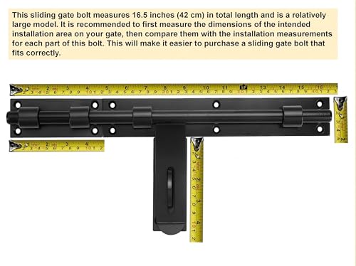 Slide Bolt Gate Latch, 17in, Thickened for Large Wooden/Metal Gates, Face Mount, Weld/Screws on Gate Left/Right Side, Fence Gate Latch, Barn Door Lock, Rustic Gate Lock Hardware(Patent Pending)