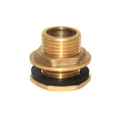 Joywayus 1" Male And No Female Inside Soild Brass Water Tank Connector Bulkhead Tank Fitting With Rubber Ring Stablizing - size: No Female - 1" Male
