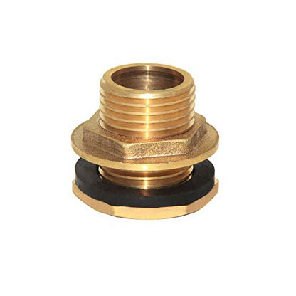 Joywayus 3/4" Male Thread Brass Water Tank Connector Bulkhead Tank Fitting With Rubber Ring Stablizing It - size: No Female - 3/4" Male