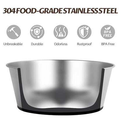 Stainless Steel Dog Bowls for Large Dogs, 64oz/8 Cups Non Slip Dog Metal Bowls, 2 Pack Food and Water Pet Bowls Heavy Duty Dishwasher Safe - size: UPGRADED-L-8cup