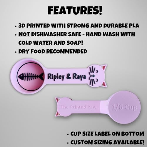 Personalized Cat Food Scoop, Cat Food Measuring Cup with Name, Kibble Scoop (24 oz - 3 cups) - size: 24 oz - 3 cups