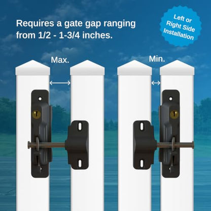 Weatherables Keystone Black Zinc Diecast Metal 1-Sided Key-Lockable Gate Latch – Heavy Duty Gate Latch with Self-Latching Gate Lock – Made for Installation on Metal, Wood & Vinyl Fences, Keyed Alike - style: 1-Side Metal