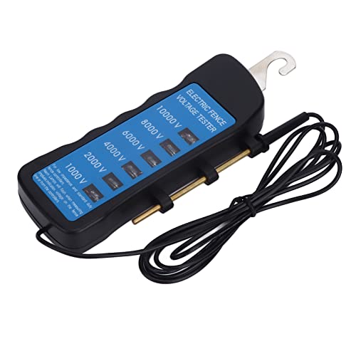 Electric Fence Tester, Voltage Meter 1000-10000V with 6 Light Indicators, Farm Volt Tester for Livestock, Water Proof Portable Tool, Copper Contact for Cold Weather