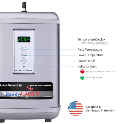 Ready Hot 40-RH-300-SSD Instant Hot Water Dispenser System, 2.5 Quarts, Digital Display Tank Only Stainless Steel - style: Digital