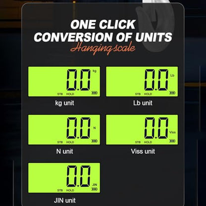 EVGATSAUTO 1000kg Digital Hanging Scale Crane Scale LCD Display with Remote Control Temperature Humidity Detection Aluminum Alloy Casing for Farm Outdoor Weighing