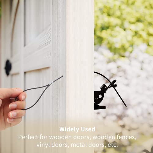 Biaungdo 2 Sets Gate Latch Cable Pull, Black Spring with Adjustable Door Latch Gate Opener for Metal Wooden Fence, Garden