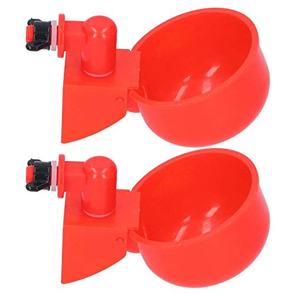 Zerodis Poultry Breeding Supplies Water Cup Red Plastic Drinking Bowl with Leak Proof Design for Poultry Bird 2pcs Automatic Chicken