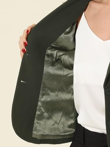 Allegra K Women's Work Office Blazer Stretch Lapel Collar Long Sleeve Jacket Suit Blazer - color: Army Green, size: Small