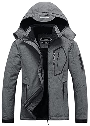 SUOKENI Women's Waterproof Warm Winter Snow Coat Hooded Raincoat Ski Snowboarding Jacket - color: Charcoal Heather, size: Small
