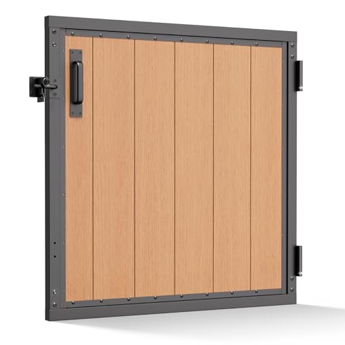 3x3FT (34.8"W X 35.4"H) 201 Stainless Steel Anti Sag Wooden Fence Gate Kit Heavy Duty Garden Gate Frame Hardware Kit Reinforcement (Left/Right Free-Installation) - size: W3xH3 FT