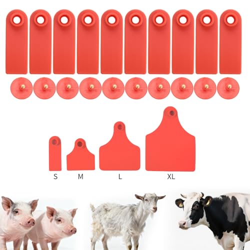 500pcs Farm Animal Ear Tags Numbered 001-500 Livestock Identification for Cattle Cows Hogs Pigs Sheep Goats (500, Small-Red) - color: Small-red
