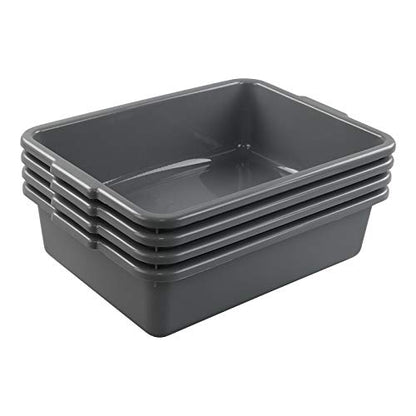 Kiddream 4-pack Commercial Bus Box Tote, 13 Liter Large Plastic Restaurant Bus Tub, Gray - color: Gray, size: 13 Liter