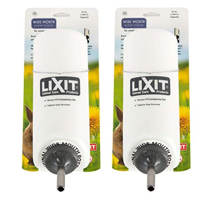 Lixit Wide Mouth BPA-Free Cage Water Bottles for Rabbits, Ferrets, Guinea Pigs, Rats, Chinchillas, Hamsters, Mice, Hedgehogs, Gerbils and Other Small Animals. (Translucent, 32 Ounce Pack of 2) - color: Translucent, size: 32 Ounce Pack of 2