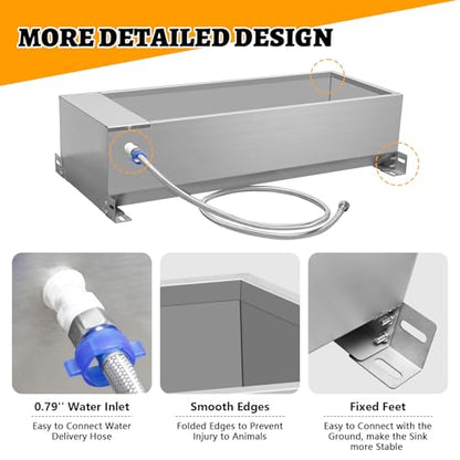 Automatic Livestock Water Trough Galvanized Self Filling Water Bowl with Float Large Capacity Water Troughs for Livestock Water Bowls for Dogs Horse Goat Pets Pig Cow Deer