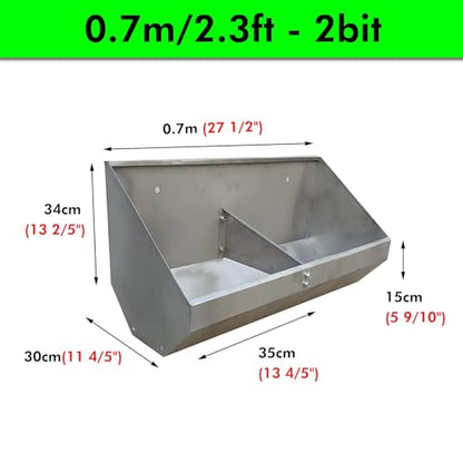 Heavy-Duty Weatherproof Pig Feeders & Waterers - 2.3ft Stainless Steel Troughs for Farm, Yard, Sheds & Pasture - Large Capacity Poultry Feed Stations, 0.7m - size: 0.7m/2.3ft - 2bit