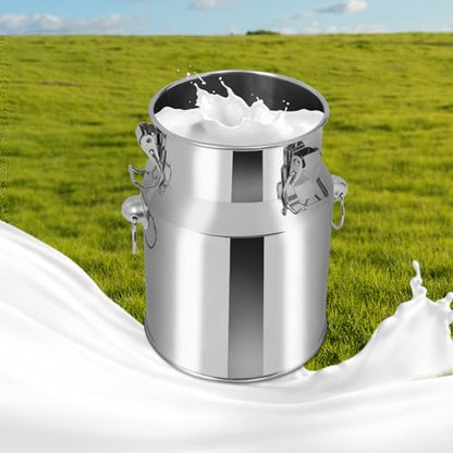 201 Stainless Steel Milk Can, 5L/1.32Gal Sealed Milk Container with Tight Lid and Handle, Anti-Leak Liquid Storage Pail Tote Jug for Milk, Wine, Water - Restaurant, Kitchen, Farm Dispenser - size: 5L