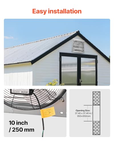 VEVOR 36'' Exhaust Fan, Wall Mounted Attic Fan with Variable Speed, 11000 CFM, Automatic Shutter, Ventilation and Cooling, Silver, Fan Only - size: 36 Inch