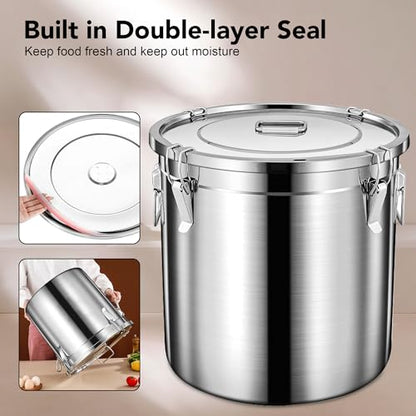 Newget Dog Food Storage Containers, Large Stainless Steel Pet Food Storage Containers 20 lb / 9 kg to Keep Fresh, Metal Airtight Cat Food Containers With Scoop and 2 Small Containers - size: 20 lb