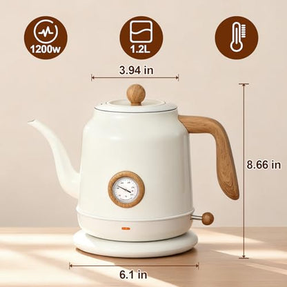 1.2L Electric Gooseneck Kettle with thermometer, Tea Kettle for Boiling Water, Gooseneck Electric Kettle for Coffee & Tea - color: 1.2L