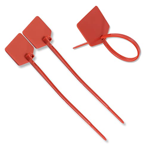 Waterproof Shipping Tags - Self Locking Nylon Writable Marker Ties for Luggage Identification, Plastic Straps Label Mark, Seal Zip Tie for Labeling - 100pcs (Red) - color: Red