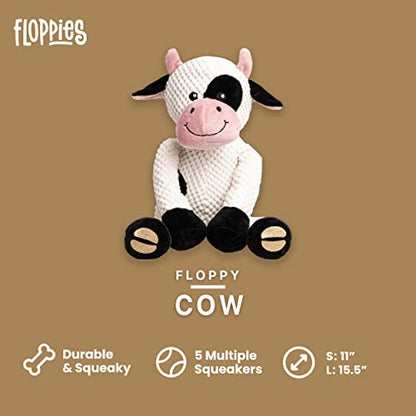 fabdog Floppies Plush Dog Toy - Cute & Durable Squeaky Dog Toys - Best Squeak Toy for Puppies and All Breeds | Ideal Pet Gift| Small Cow - color: Cow, size: Small