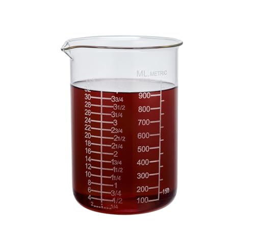 Ackers Etched Graduated Glass Measuring Cup - V-Shaped Spout- High Borosilicate Glass Measuring Cup for Kitchen or Dining, Easy to Read,1000 ML (32 Oz, 4 Cup) - size: 1000 ML (32 OZ, 4 Cup)