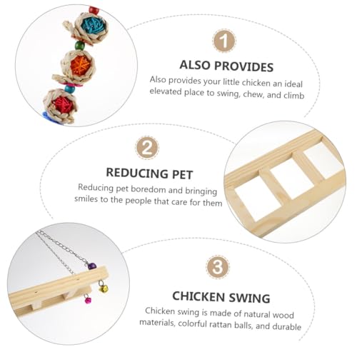BESPORTBLE Wooden Chicken Swing Ladder Hanging Bird Toy for Parrots Chickens and Small Birds Adjustable Climbing Stand Natural Wood Design for PET Training and Play