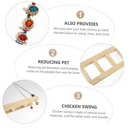 BESPORTBLE Wooden Chicken Swing Ladder Hanging Bird Toy for Parrots Chickens and Small Birds Adjustable Climbing Stand Natural Wood Design for PET Training and Play