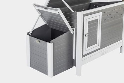 New Age Pet ECOFLEX Fontana Premier Chicken Barn, Weather Resistant Gray Coop with Easy Clean Pull Out Tray, Nesting Box, Hinged Roof, Easy No Tool Assembly for 2 to 4 Chickens