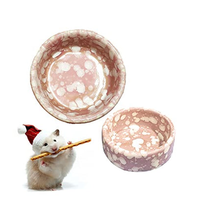 kathson 2 Pcs Hamster Food Bowl Guinea Pig Ceramic Water Bowl Small Animal Feeding Dish for Dwarf Hamster Gerbil Syrian Ferret Hedgehog Chinchilla Bunny (Pink)… - color: Pink