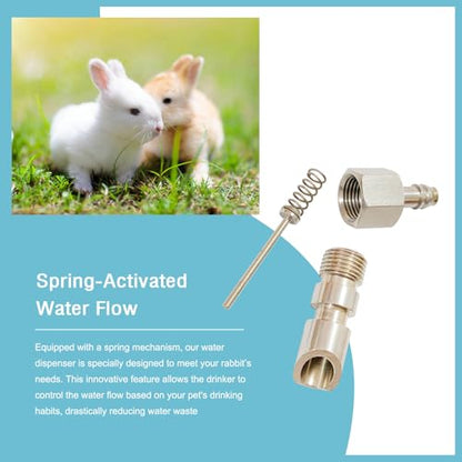 Stainless Steel Water Nipples Metal Automatic Watering System Kit for Rabbit Bunny and Rat - color: silver
