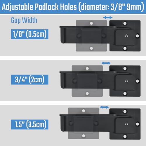 7.5" Flip Gate Latch Lock with Padlock Holes 1Pack, 4mm Heavy Duty Aluminum Alloy Door Latch for Outdoor Wooden Fence, Swing and Sliding Open Gate, Double Gate, Barn Door, Shed, Vinyl Fence