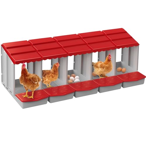 Chicken Nesting Boxes,5 Hole Nesting Box for Chicken Coop, Rolling Egg Collection and Protection Nesting Boxes - size: 5 Compartment
