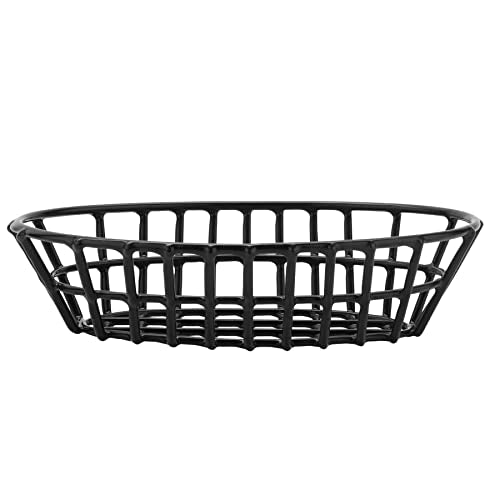 G.E.T. 4-34412 Black Oval Metal Wire Basket Iron Polyethylene Coated Wire Baskets Collection - color: Black, size: 9.75" x 6.25" x 2.25", style: Modern