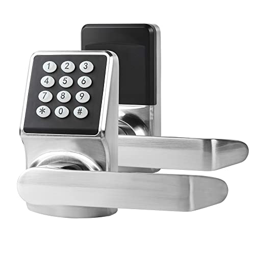 Cielsa Dawn Electronic Door Lock with Door Handle,Keypad Door Lock with Handle,Smart Locks for Front Door Keyless Entry Digital Knob with Code-Fob-Key(Brushed Nickel,1pack) - color: Brushed Nickel, size: 1 Pack