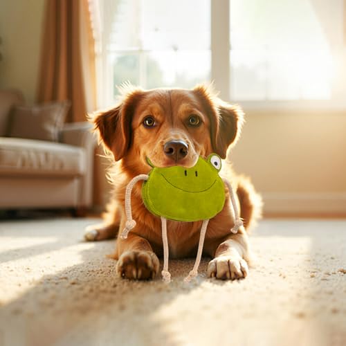 Fuzzl Eco Leather Lily Frog Natural and Tough Dog Toys - Dog Toy for Dogs and Puppy - style: Leather Frog